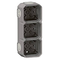 Коробка накладна 3-постова горизонтальна/вертикальна, Legrand PLEXO IP55 сірий (069680L)