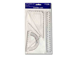 Набір лінійок пластикових № 8011 (лінійка 20 див., 2 куточка, транспортир)