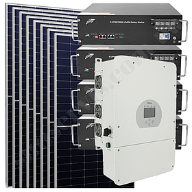 20кВт трьохфазна гібридна сонячна станція з ФЕМ 10,5 кВт АКБ LiFePO4 51,2В з резервом 20 кВт*год Deye