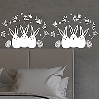 Набір декоративних наклейок Happy Pocket Великодні зайчики кролики 6 шт. яйця квіти декор Пасха білий матовий