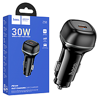 Автомобільний зарядний пристрій Hoco Z58 (1Type-C/30W) чорний, автомобільна зарядка для смартфона