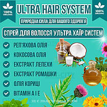 Спрей для зростання та зміцнення структури волосся Ultra Hair System з натуральними оліями та комплексом вітамінів, фото 4