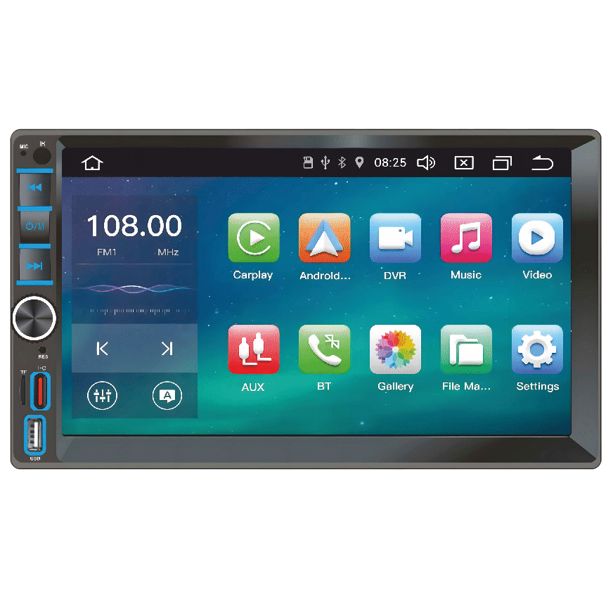 Автомобільний мультимедійний центр 2-Din 7" з бездротовим CarPlay та Android Auto - DriveX LNX-700 Linux