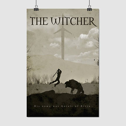 Плакат "Відьмак Геральт у стрибку, Дике Полювання, Witcher 3", 60×40см, фото 1