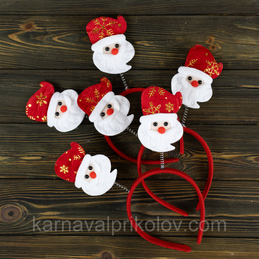 Обідок новорічний Санта Клаус на пружинках (уп 12шт)