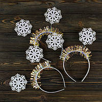 Обідок новорічний Сніжинки на пружинках (уп 12шт)