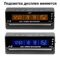Годинник VST-7010v з 2 датчиками температури та вольтметром, змінюється колір екрана