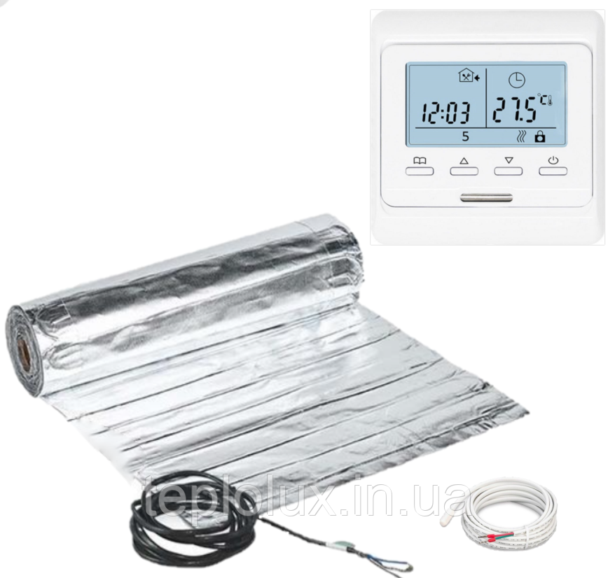 Алюмінієвий мат Mexell (5м2/750Вт) з терморегулятором Ecoset Е51, фото 1