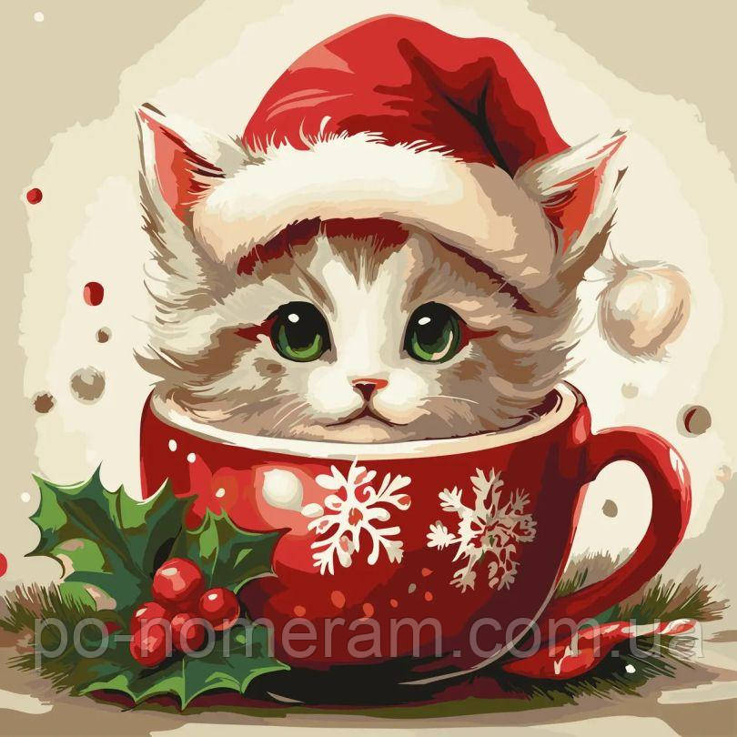 Картина за номерами ArtStory Святкове кошеня ДВП (AS2169) 30 х 30 см