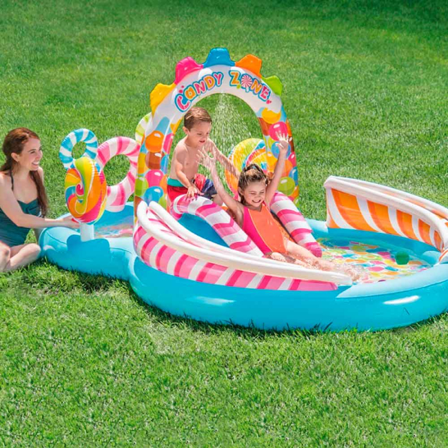 Ігровой центр басейн Intex 57149 NP "Карамель" на 374 л з гіркою 295х191х130см