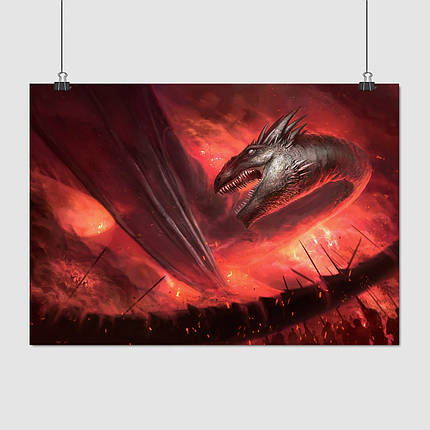 Плакат "Армія атакує величезного вогняного дракона", 40×60см, фото 1