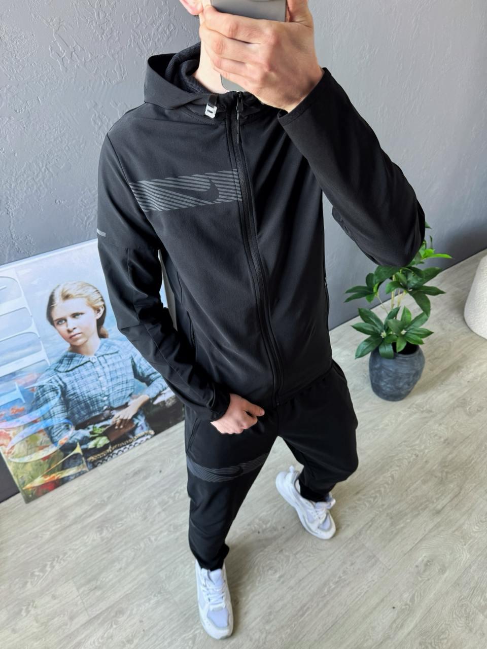 Спортивний костюм чоловічий Nike на блискавці весняний осінній кофта штани найк чорний