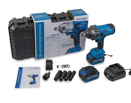Гайковерт ударний KRAISSMANN 2402 ASS-BL 20/2 MP (безщітковий мотор кейс два акумулятори — 4000 мА·год. 1400 Нм), фото 1