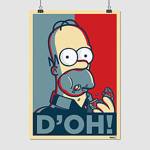 Плакат "Гомер, мінімалістичний, Simpson, D'OH!", 60×42см