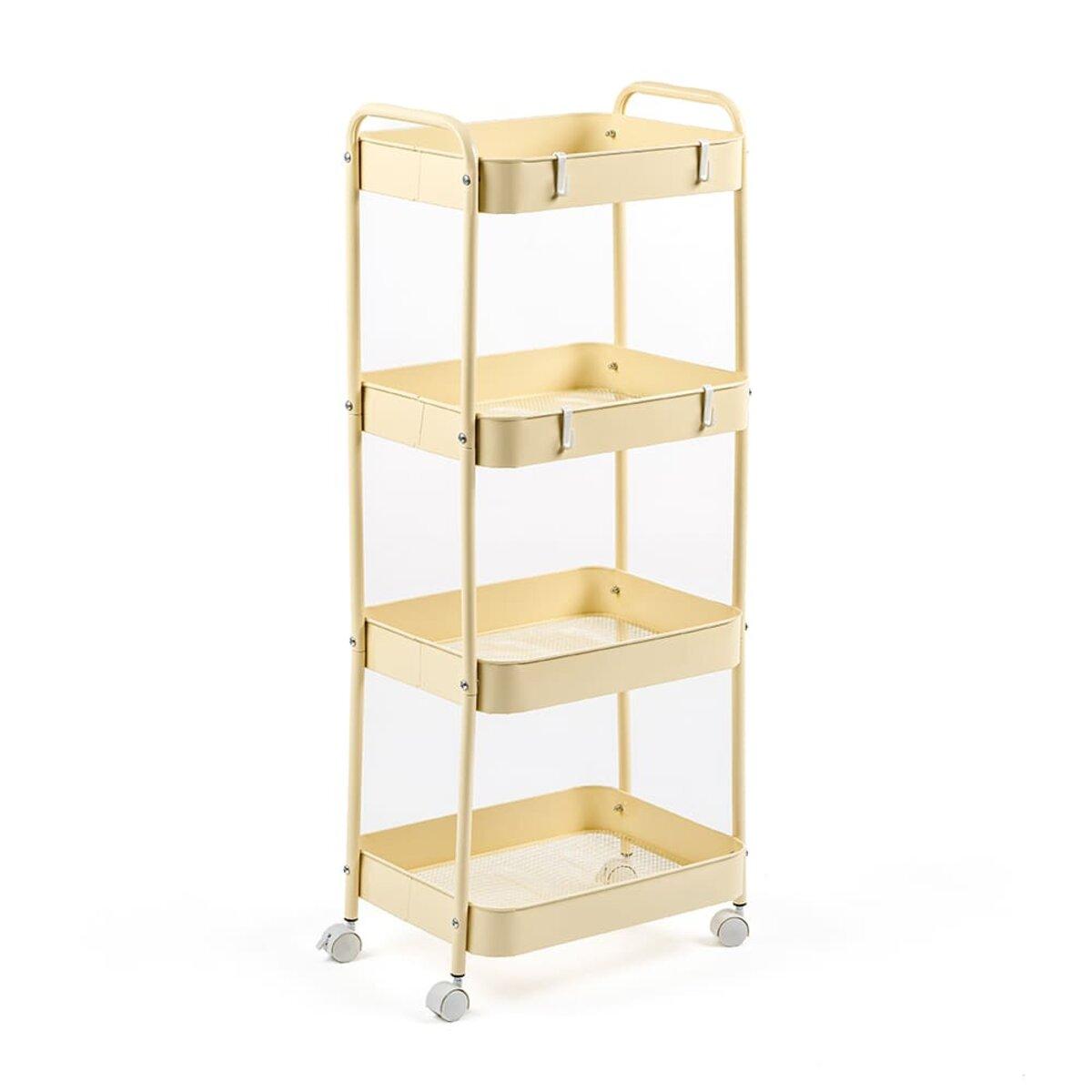 Етажерка мобільна чотириярусна універсальна з металу кремова 45*30*103см SW-00002114, фото 1