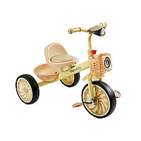 Триколісний дитячий велосипед із музичною фарою та кошиками від 2 до 4 років Best Trike Бежевий
