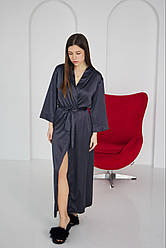 ХАЛАТ ШОВКОВИЙ жіночий довгий ГРАФІТ 117