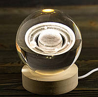 Нічник світильник 3D Кришталева куля Д8 Космос Сатурн 13410