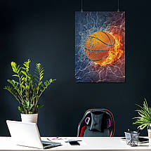 Плакат "Баскетбольний м'яч та блискавки", 60×43см, фото 3