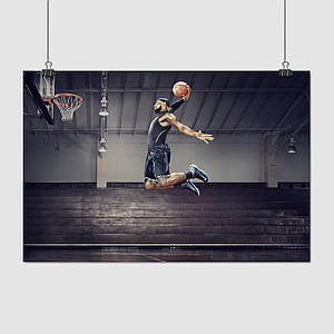 Плакат "Баскетболіст Майкл Джордан у стрибку, Michael Jordan", 40×60см