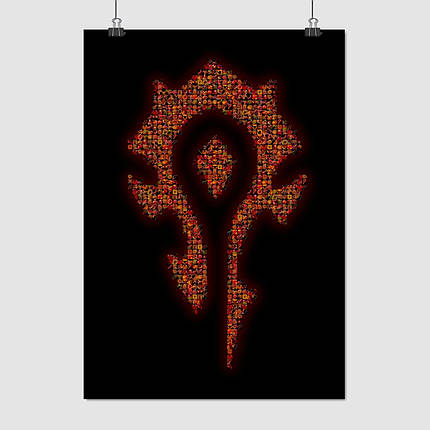 Плакат "Варкрафт, лого Орди, Warcraft, Horde", 60×43см, фото 1
