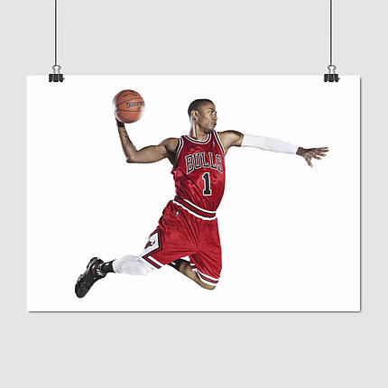 Плакат "Баскетболіст Bulls у стрибку з м'ячем", 43×60см, фото 1