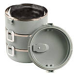 Ланч-бокс трисекційний круглий Supretto із нержавіючої сталі 1.5 л, сіро-блакитний (79990003), фото 2