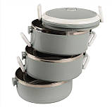 Ланч-бокс трисекційний круглий Supretto із нержавіючої сталі 1.5 л, сіро-блакитний (79990003), фото 4