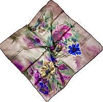 Літня хустка із натурального шифону. Стильна турецька молодіжна хустка з ручною підшивкою Рожево-зелене