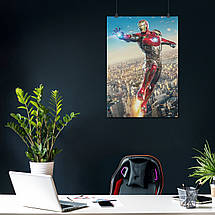 Плакат "Залізна людина над містом у польоті, Iron Man", 60×43см, фото 4