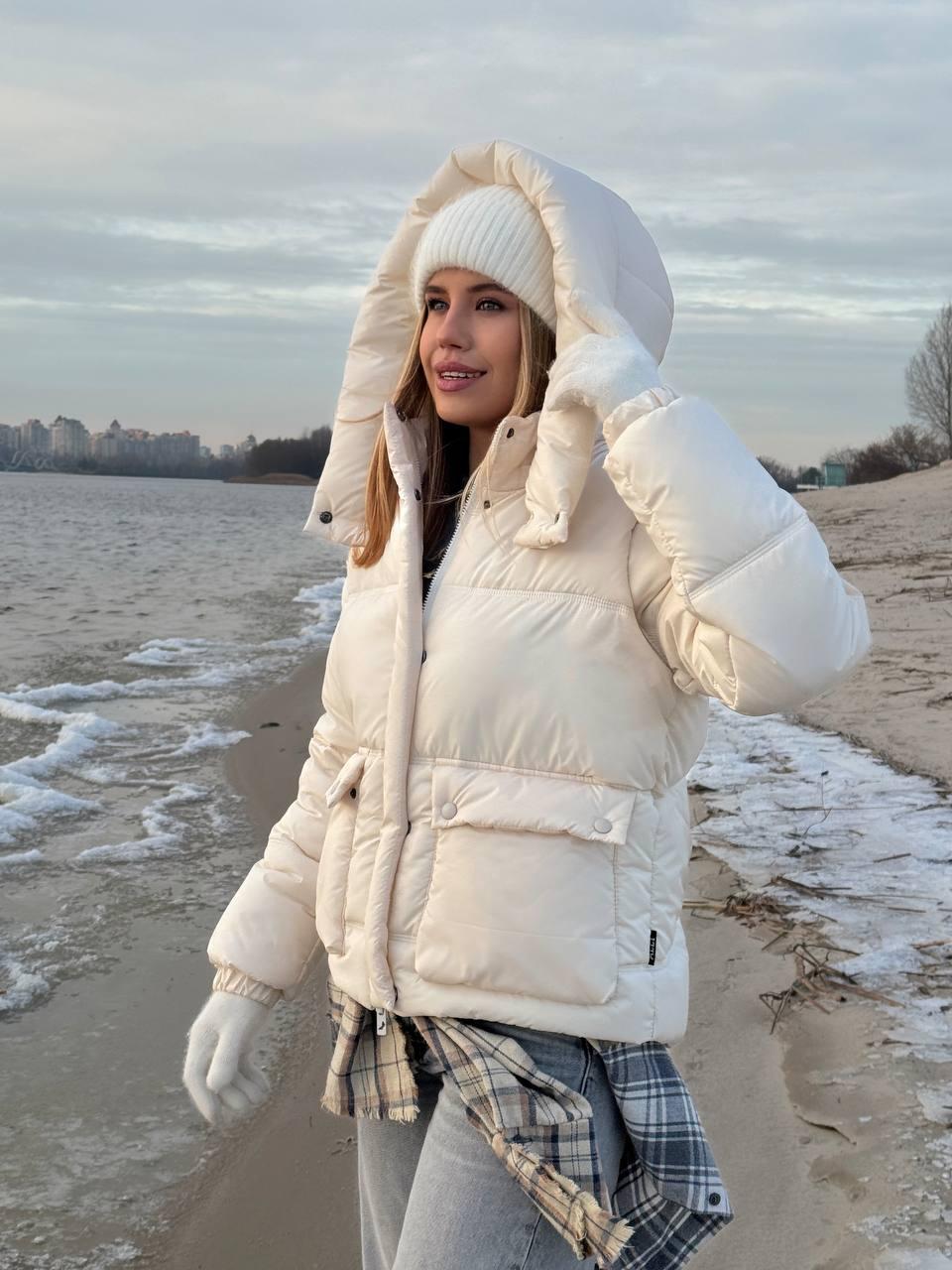 Трендова весняна куртка трансформер 42-52 розміри різні кольори молочна, фото 1