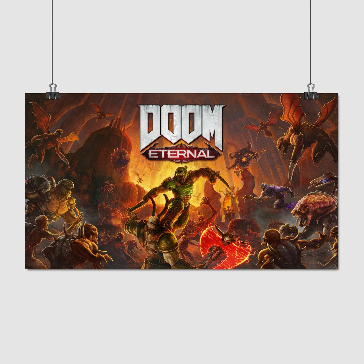 Плакат "Дум, Кат Року, Думгай, Doom Eternal (2020), DoomGuy, Doom Slayer", 34×60см