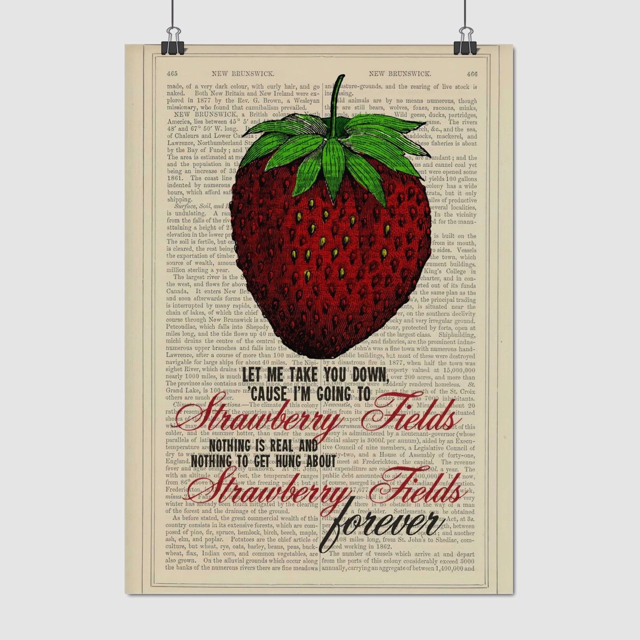 Плакат "Бітлз, Полуничні поля назавжди, Beatles, Strawberry Fields Forever", 60×43см