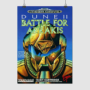 Плакат "Дюна 2, Сега МегаДрайв, Dune Ⅱ: The Building of a Dynasty (1992), Westwood", 60×43см