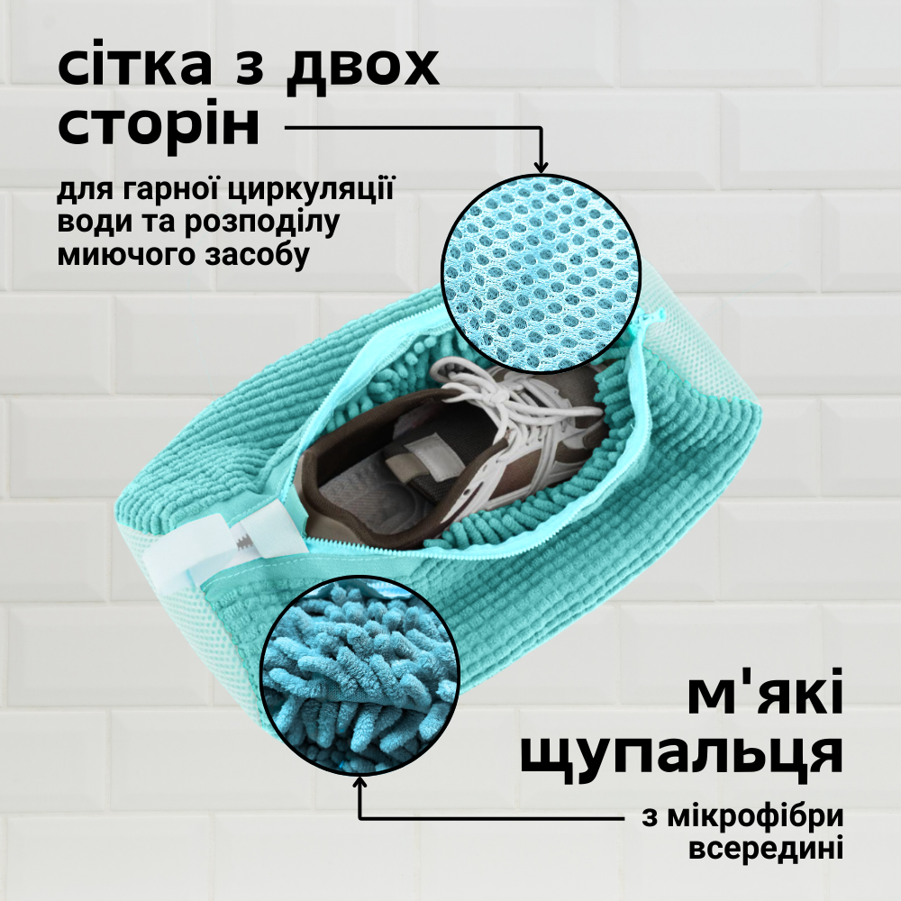 Мішок для прання взуття, чохол для прання взуття, сумка для прання взуття HechPro 39х19 см синій (bag-1), фото 1