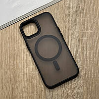Матовий чохол на iPhone 14. Захищений, чорного кольору, напівпрозорий ззаду