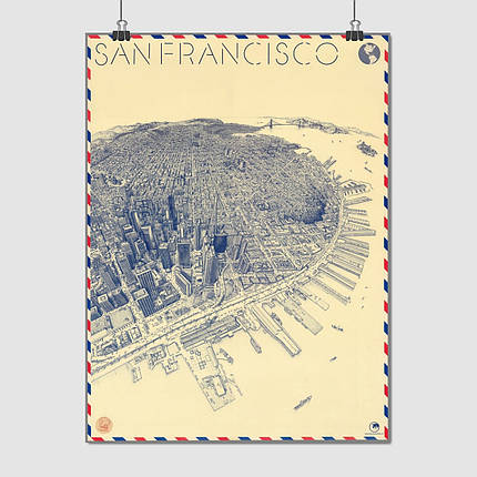 Плакат "Сан-Франциско, США, San Francisco, USA", 60×43см, фото 1