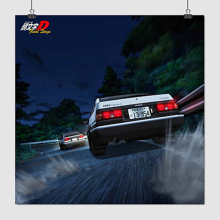 Плакат "Ініціал «Ді», аніме, Initial D", 60×60см, фото 1