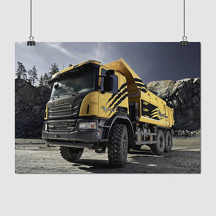 Плакат "Самоскид на фоні кар'єру, Scania Black Claw", 43×60см, фото 1