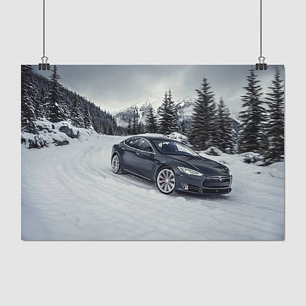 Плакат "Тесла, Tesla, Model S", 40×60см, фото 1
