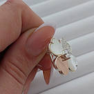 Великі сережки срібло з золотом і білим перламутром Клевер, фото 3