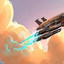 Плакат "Ефект маси, Нормандія у хмарах, Mass Effect, Normandy", 40×60см, фото 2