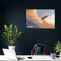 Плакат "Ефект маси, Нормандія у хмарах, Mass Effect, Normandy", 40×60см, фото 3