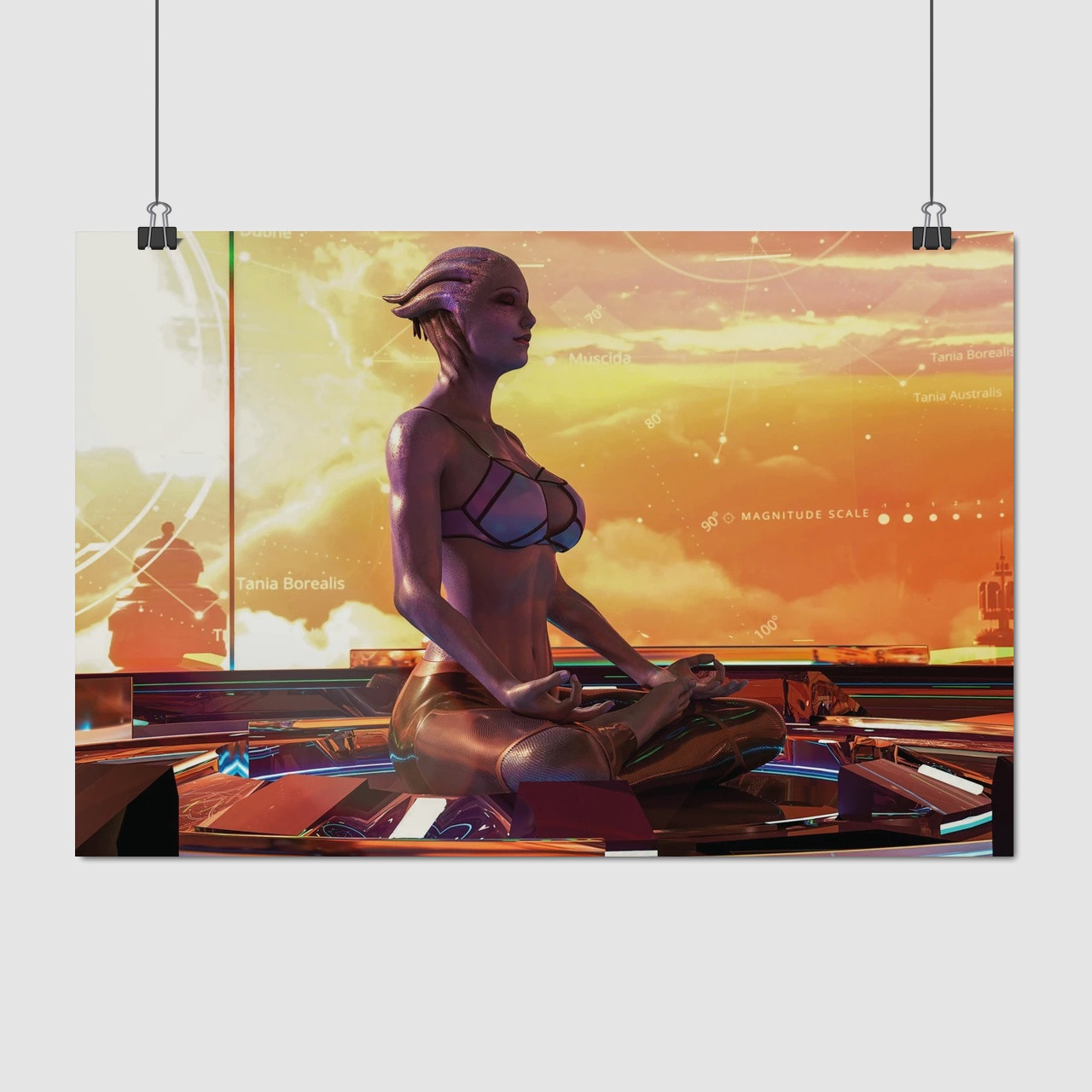 Плакат "Ефект маси, Ліара Т'Соні медитує, Mass Effect", 40×60см