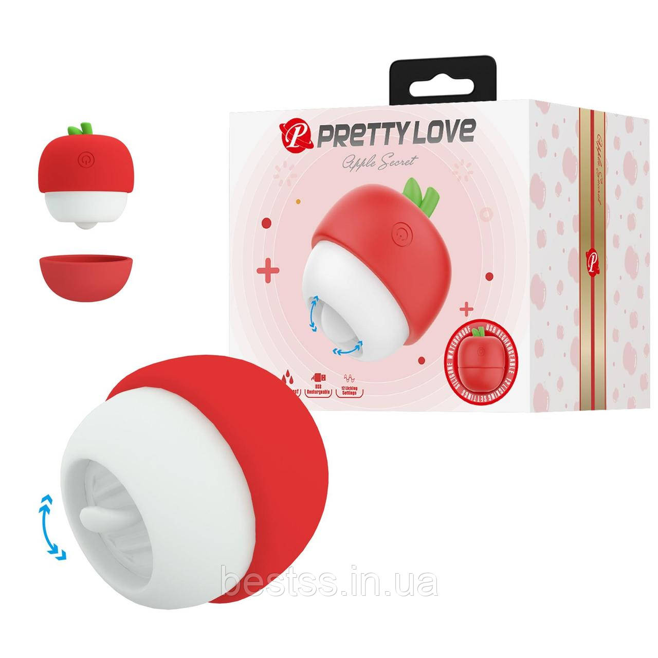 Кліторальний стимулятор з 12 режимами на акумуляторі Pretty Love Apple Secret Red – справжній секрет вашого задоволення