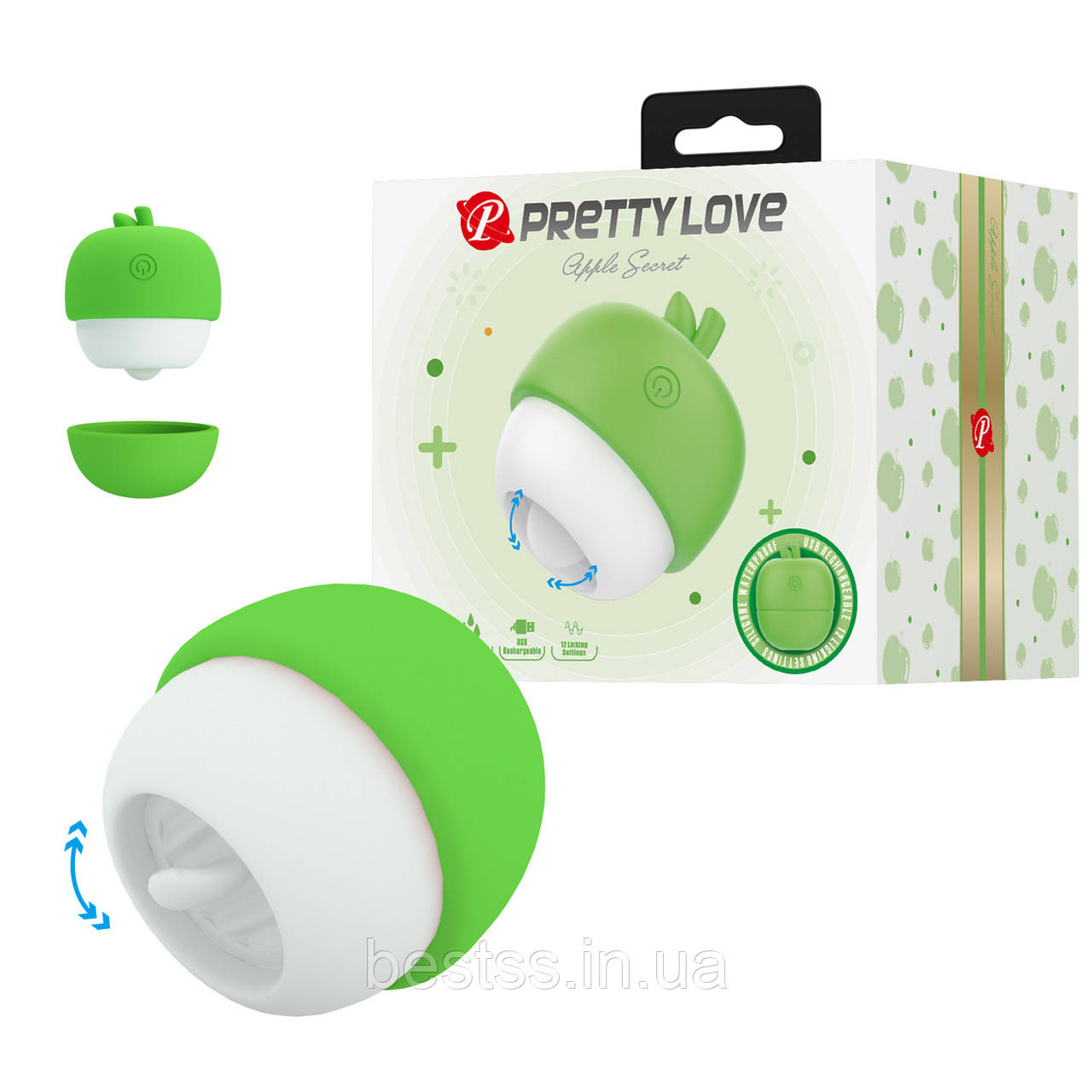 Кліторальний стимулятор з 12 режимами на акумуляторі Pretty Love Apple Secret Green – справжній секрет вашого задоволення