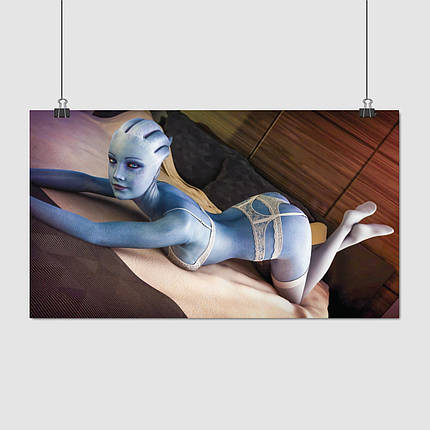 Плакат "Ефект маси, Ліара Т'Соні у ліжку, Mass Effect", 34×60см, фото 1