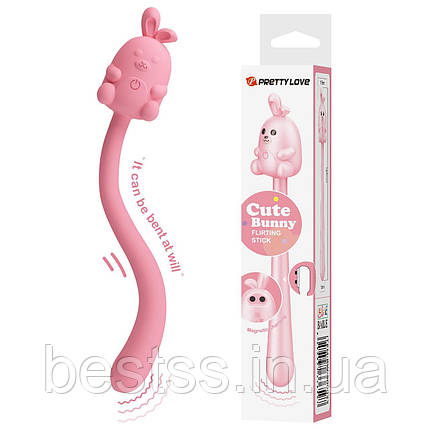 Універсальний гнучкий вібратор у формі милого кролика з 7 режимами вібрації Pretty Love Cute Bunny Pink, фото 1