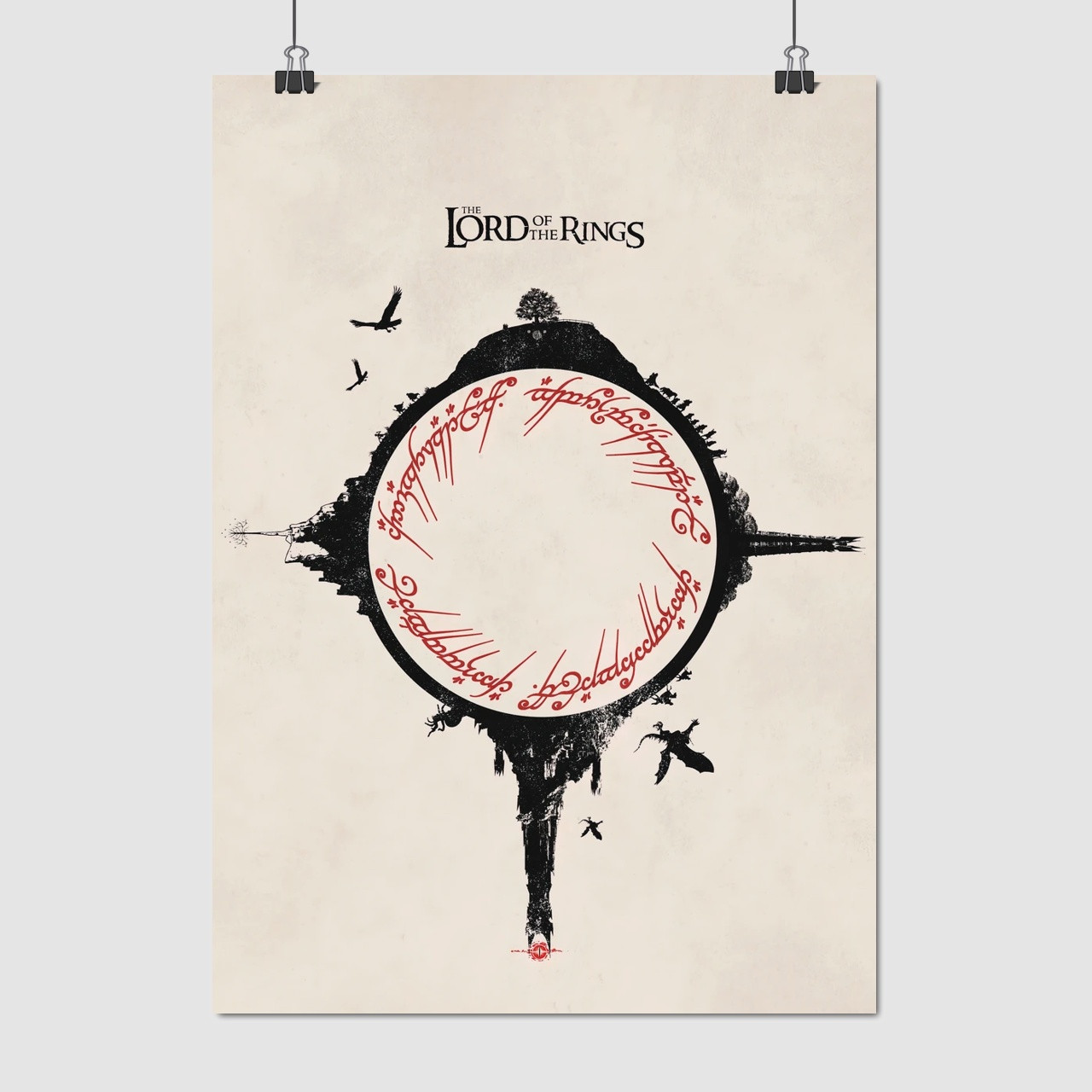 Плакат "Володар перснів, Єдиний Перстень, The One Ring, Hobbit, Lord Of The Rings", 60×43см