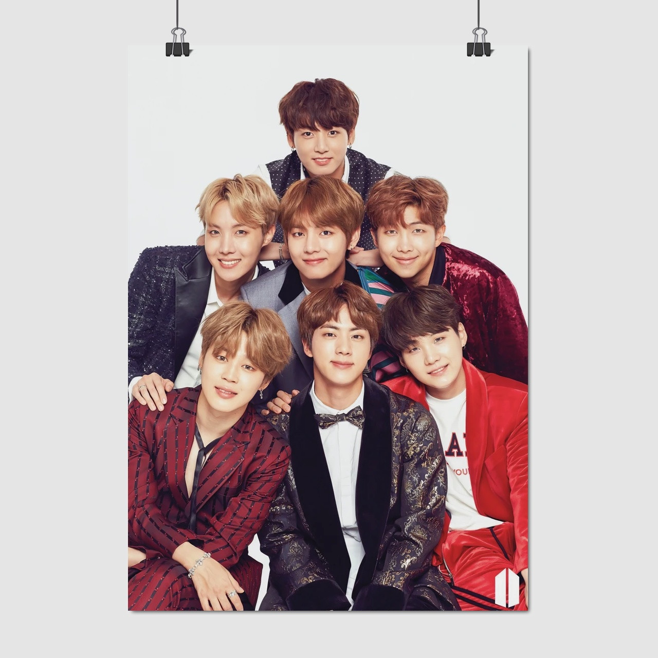 Плакат "БТС, групове фото всіх учасників, Bangtan Boys, BTS", 60×43см